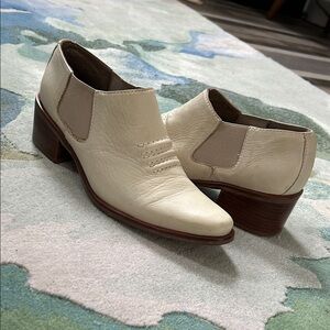 Brazilian Leather Cream Ankle Bootie by Nicole
